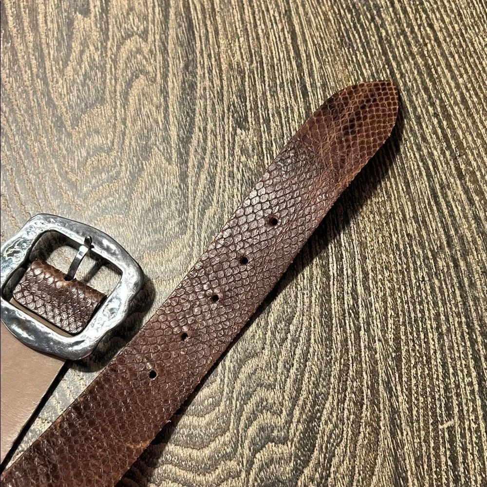 Art Moda Textured Brown Belt with Silver Buckle Made in Italy EUR Size 90= US 36